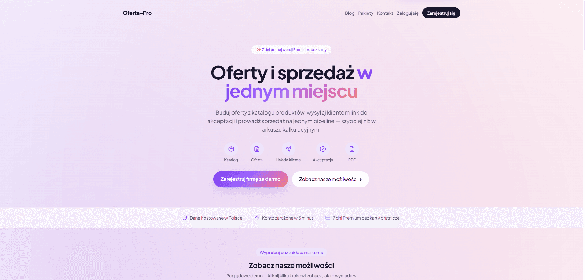 Zrzut ekranu strony Oferta-Pro