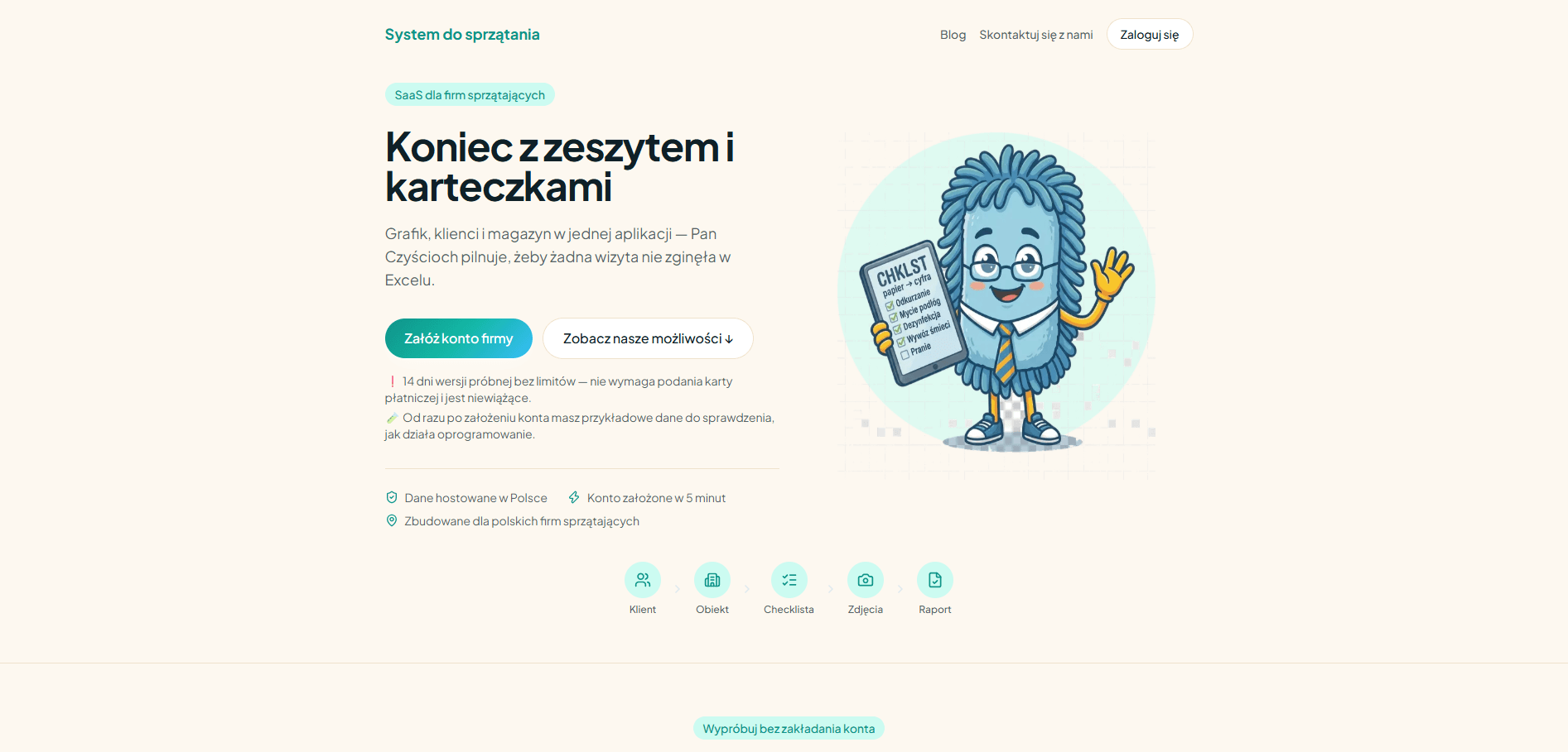 Zrzut ekranu strony Sprzątanie